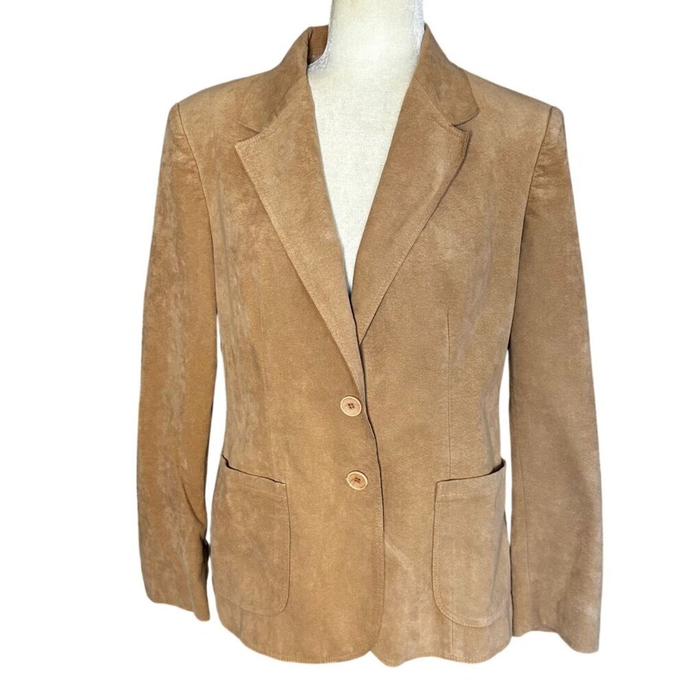 70s Adolph Schuman Ultra Suede Blazer Tan Union Made Size 14 Jacket